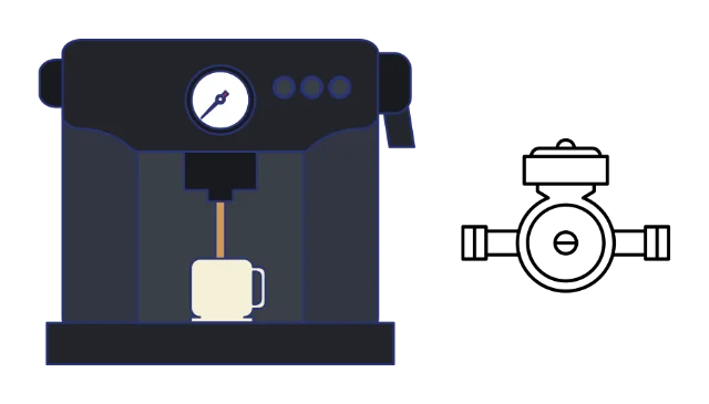 Beispielgrafik – Espressomaschine / Siebträgermaschine und Pumpe